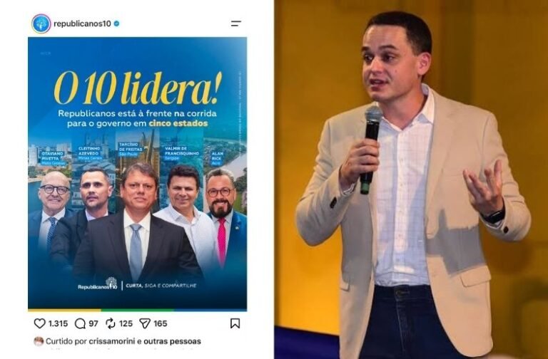 Republicanos nacional exalta cinco líderes estaduais, deixa Pazolini de fora e expõe dúvida sobre força da candidatura no Espírito Santo